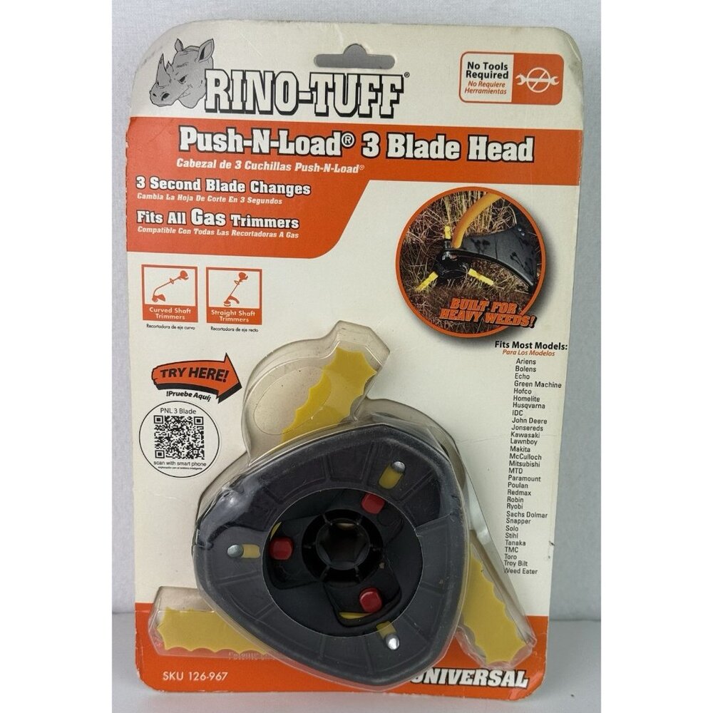 Rino-Tuff Universal Fit Push-N-Load 3 Blade Replacement Head‎ for String Trimmer